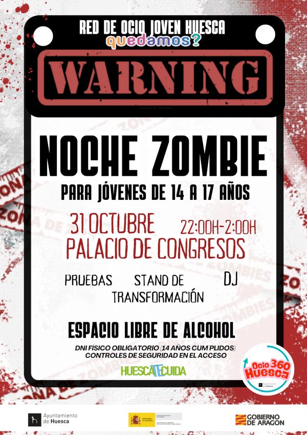 🧟‍♂️ Desde Aragón  | Fiesta Zombi 2025: una noche segura y sin alcohol para la juventud oscense